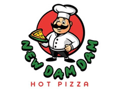 New Dam Dam Hot Pizza Logo
